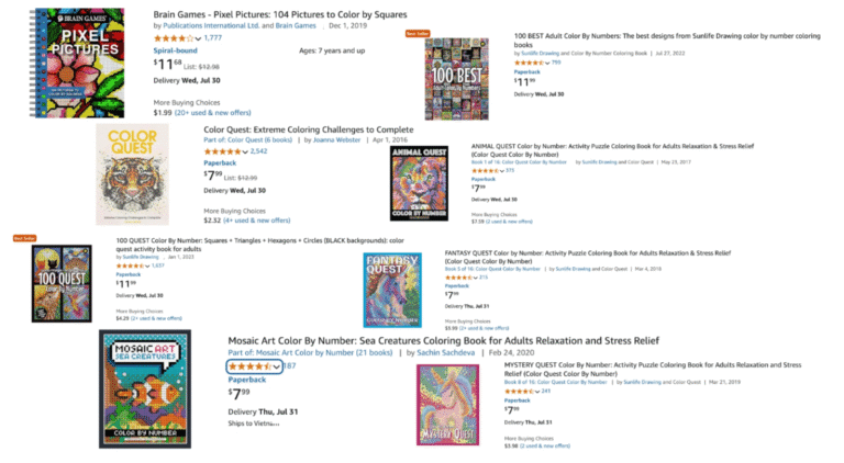 can I sell color by number books on Amazon