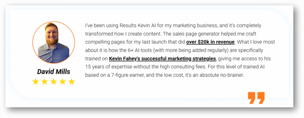 Results with Kevin AI Review