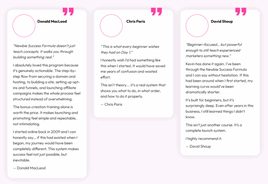 Newbie Success Formula Review