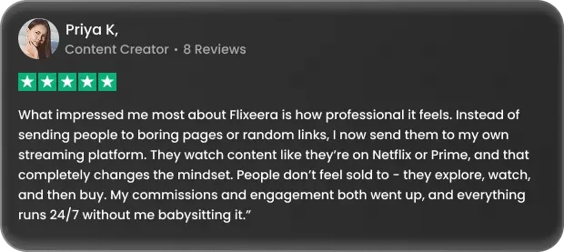 Flixeera Testimonial