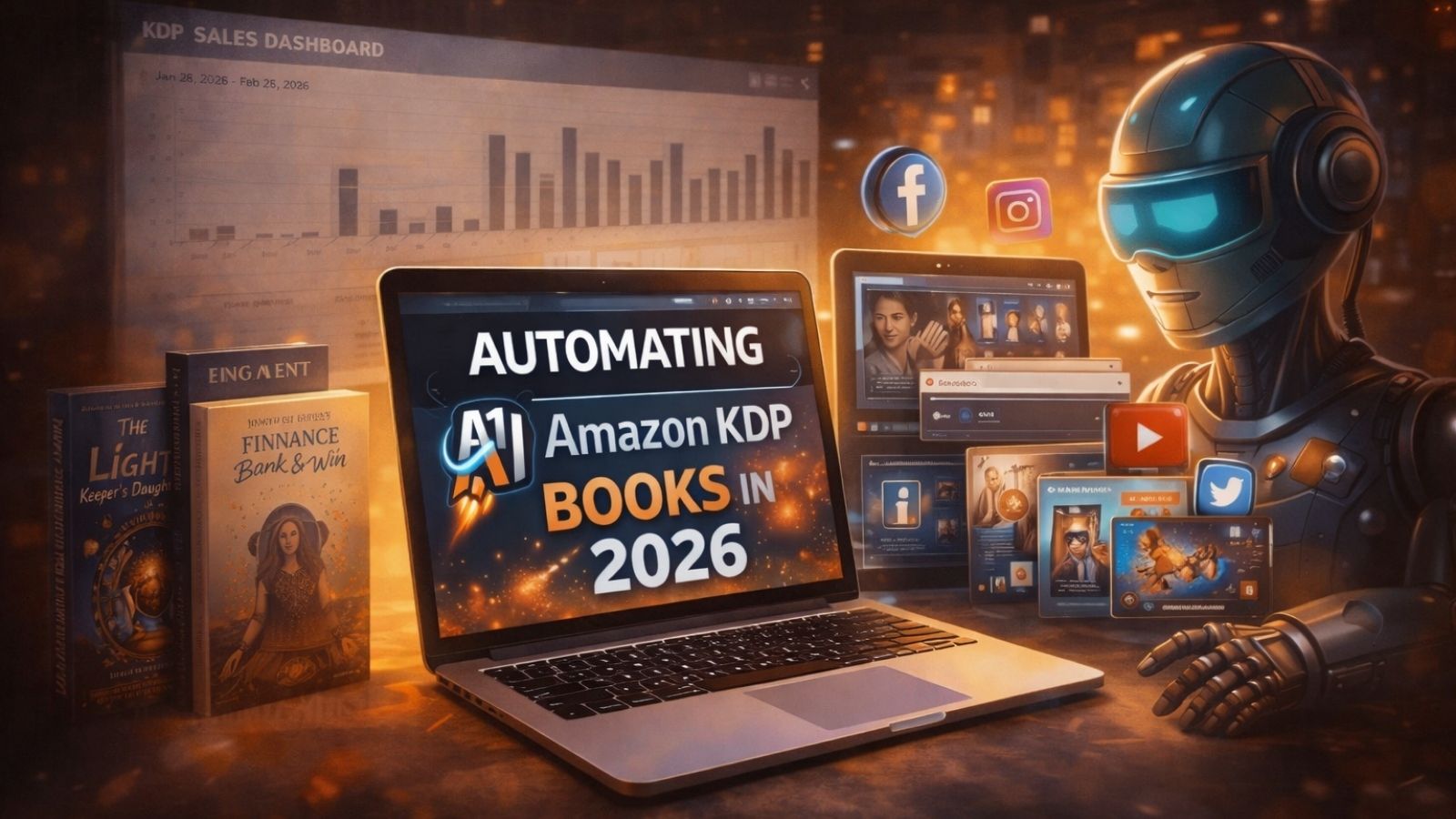 AI Sales Rocket dashboard showing automated book marketing system for Amazon KDP authors