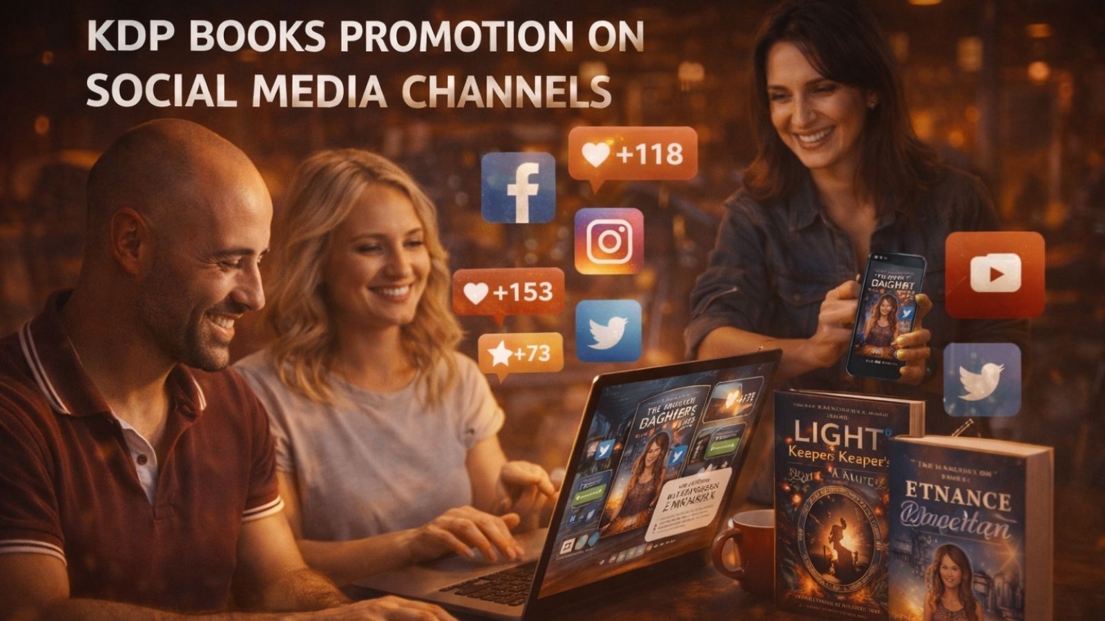 AI Sales Rocket interface demo showing AI generated book marketing posts and scheduling tools