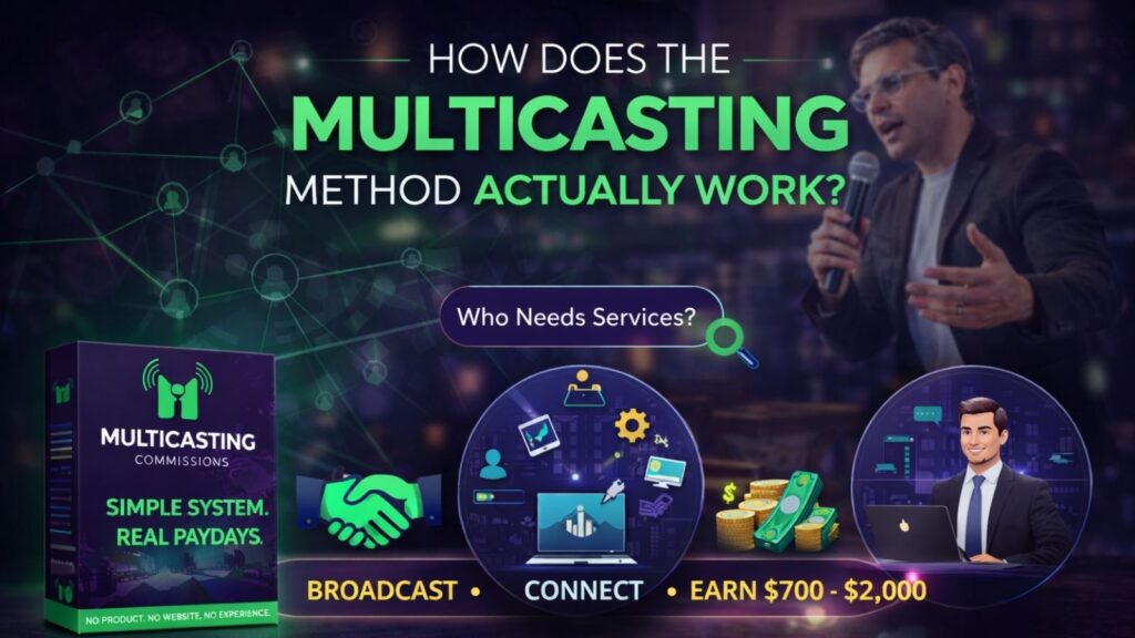 Multicasting Commissions demo walkthrough explaining how the multicasting system connects businesses with service providers
