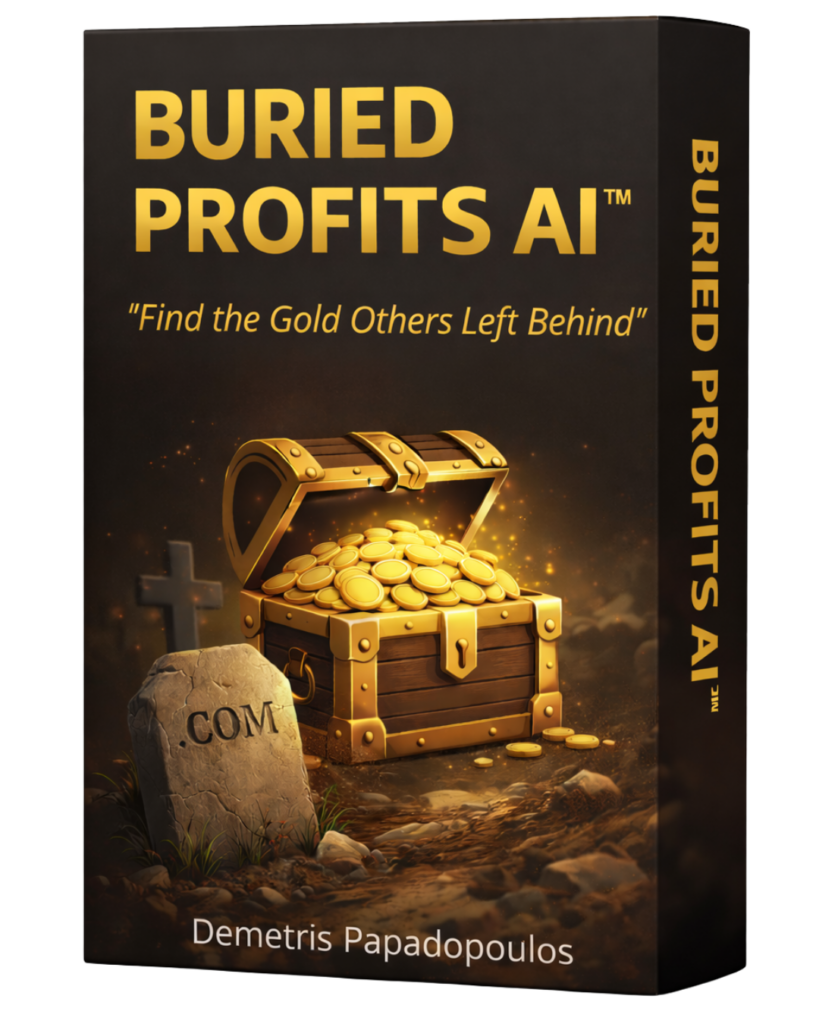 Buried Profits AI domain finder tool identifying expired domains with backlinks and traffic