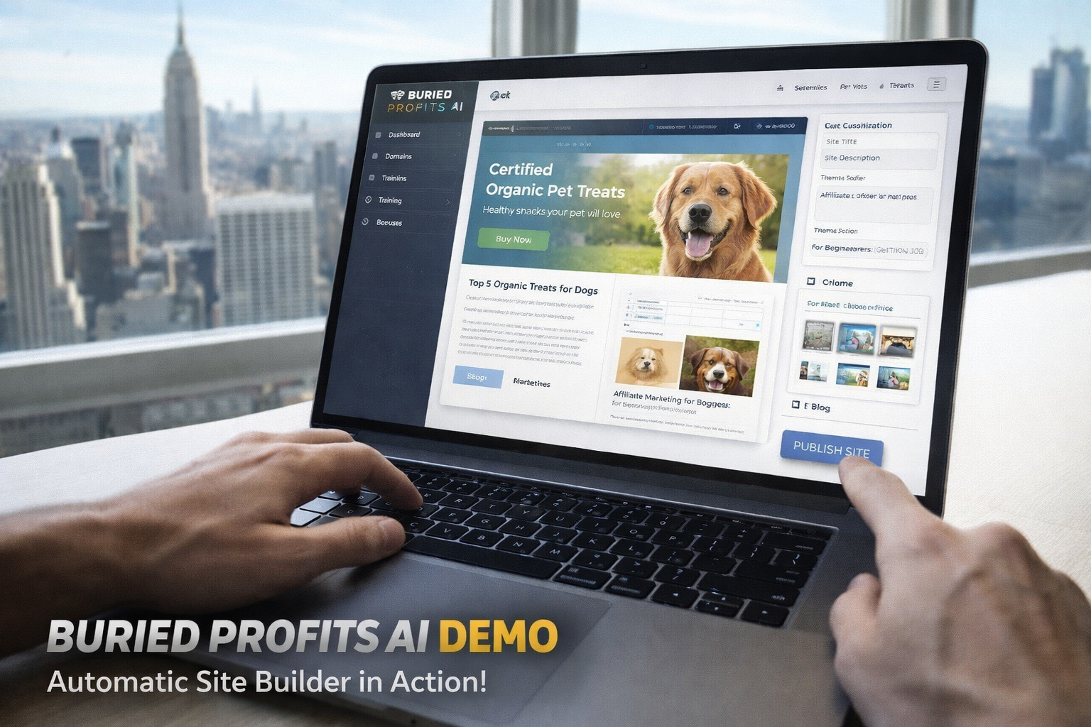 Full demo showing how Buried Profits AI builds affiliate sites without coding.