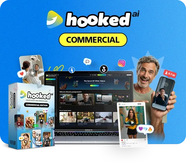 Hooked AI demo displaying 100 plus viral hook templates for short video marketing
