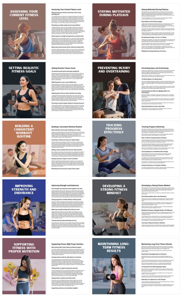 Ultimate Fitness Transformation lessons preview with structured fitness modules
