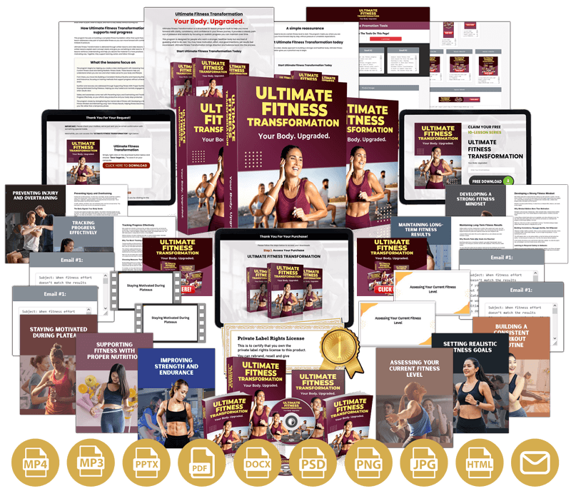 Ultimate Fitness Transformation bonuses and bundle assets included
