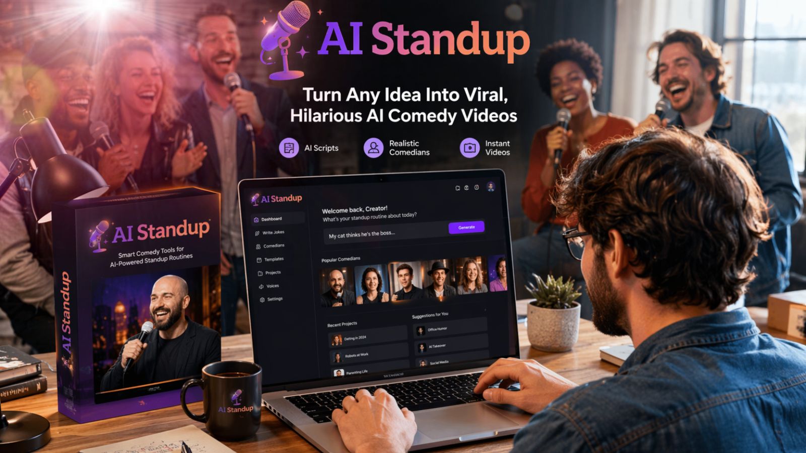 AI Standup review 2026. See demo, pricing, OTOs, bonuses, and how to sell AI comedy videos for profit.
