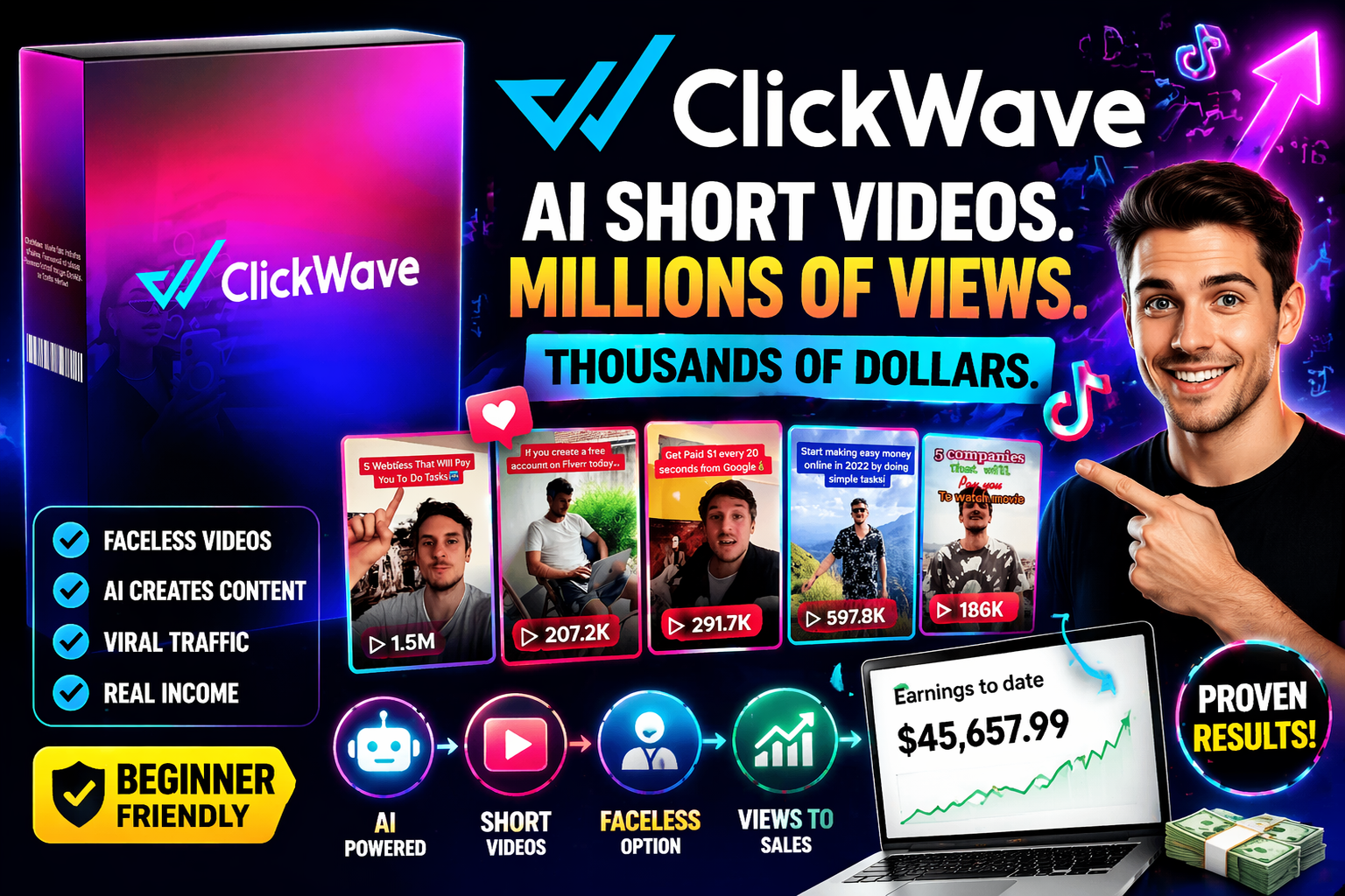 ClickWave review: Learn how to turn views into affiliate sales with AI videos. Includes pricing, OTOs, demo, bonuses.