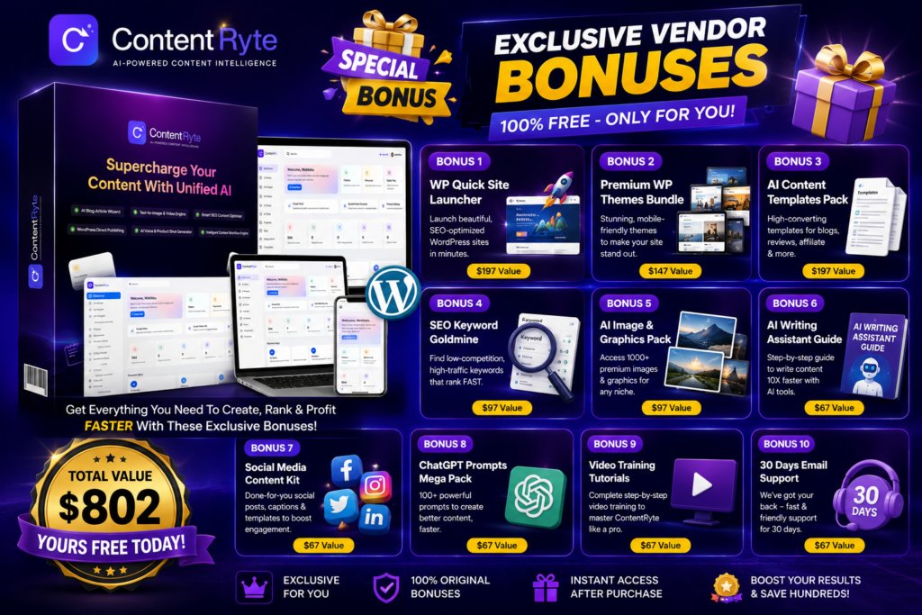 The ContentRyte Vendors Bonus List