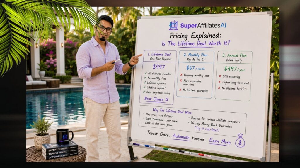 Affordable affiliate automation is possible for side hustlers. According to launch pricing, users can start under $40.