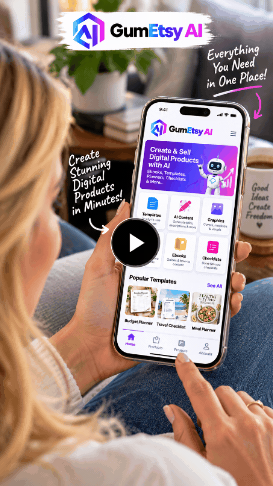 GumEtsy AI walkthrough demo showing the digital product creation workflow
